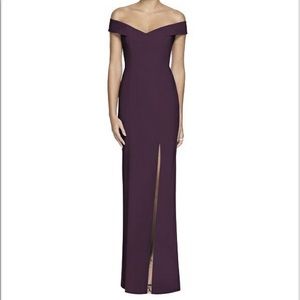 Off-the-Shoulder Criss Cross Back Trumpet Gown